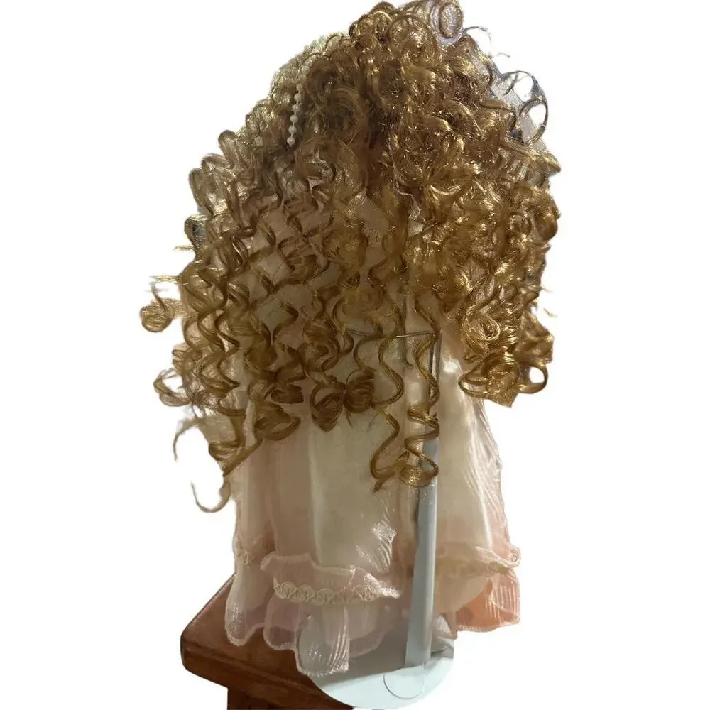 Doll 16” beautiful rosey girl a cream color dress with rosebuds